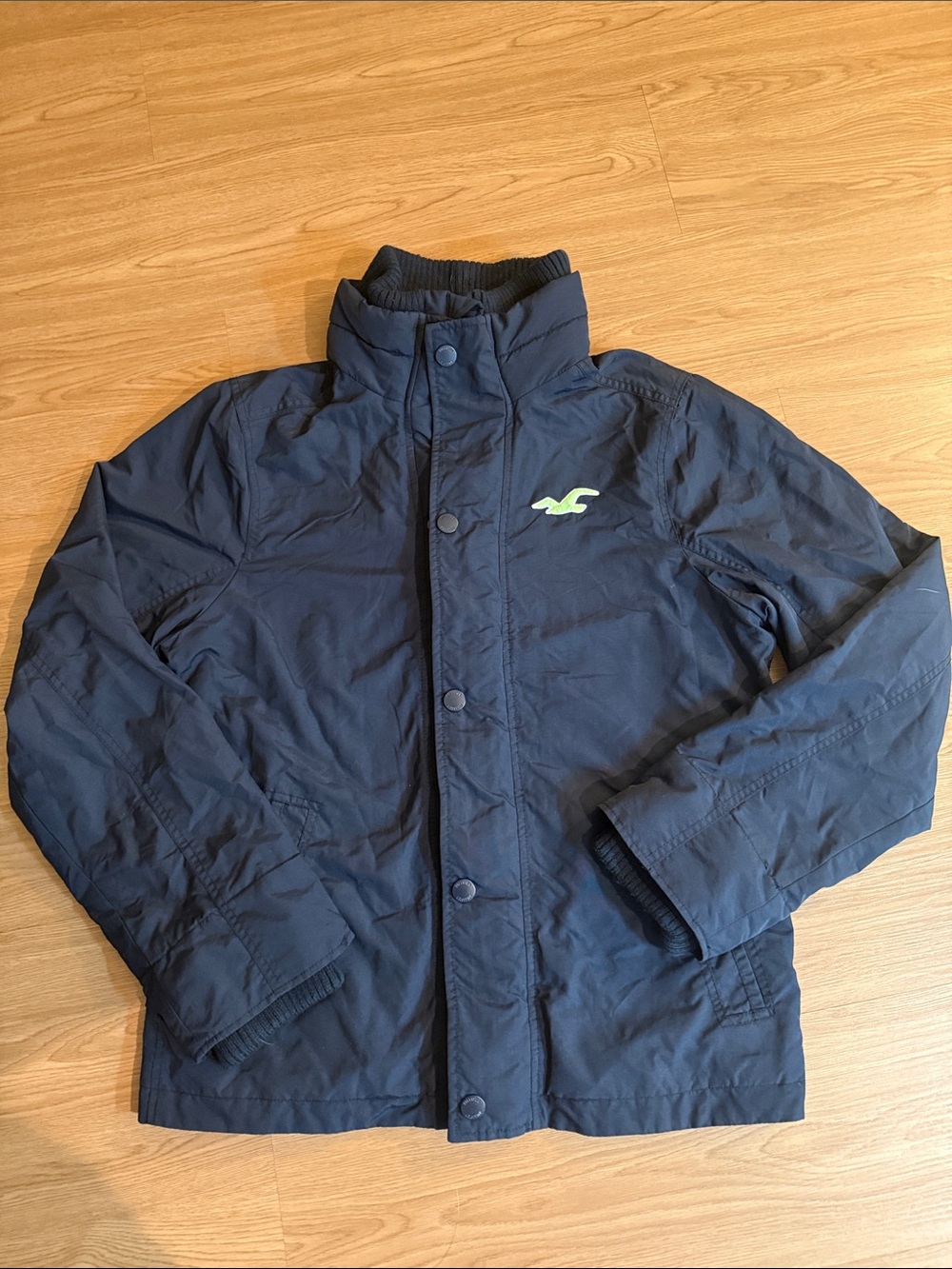Hollister Men's Dark Blue Fleece Lined Jacket